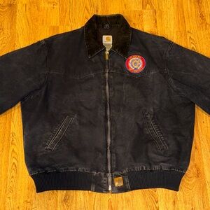 VTG Carhartt J14 MDT Faded Blue Santa Fe Canvas Quilt Lined Jacket 2XL Reg Patch